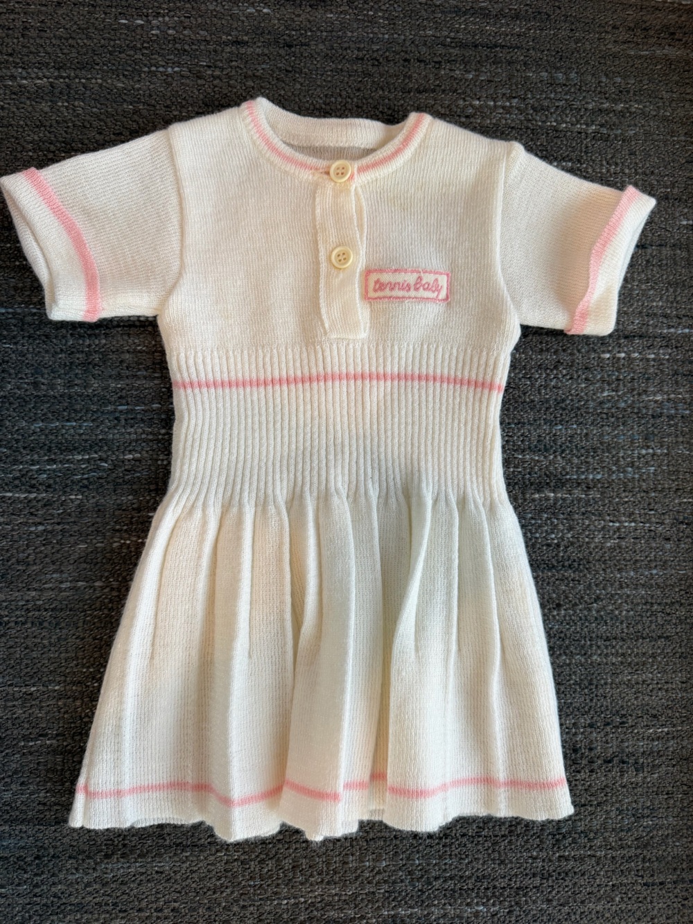Clayeux Cream Knit Top with Pink Stripes